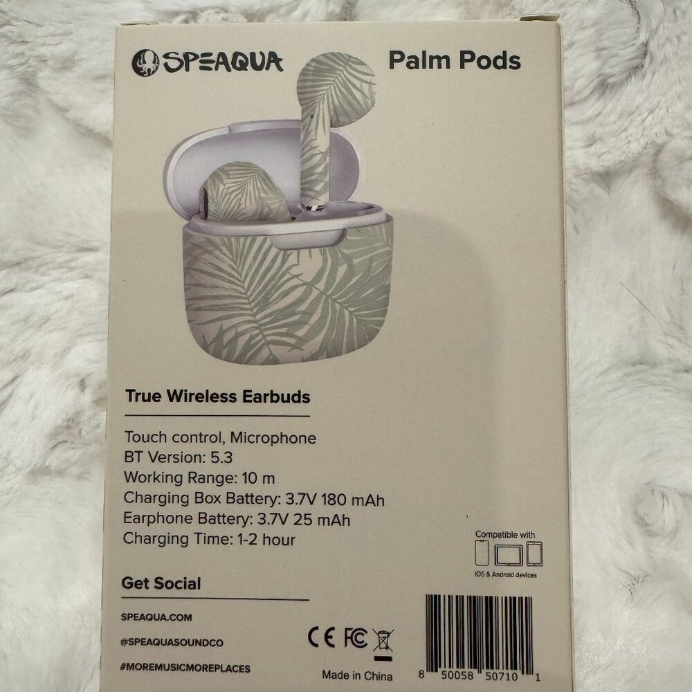 Palm Print Wireless Earbuds-Brand New